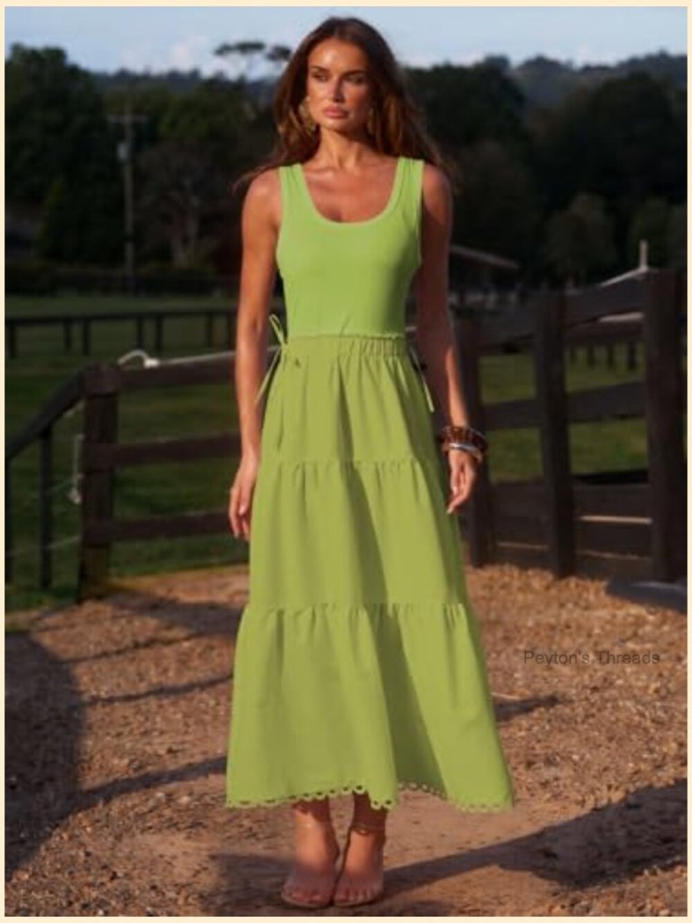 Sleeveless Maxi Dress with Pockets, Decorative Bow Waist, Tiered Flowy Tank - Picture 6 of 6
